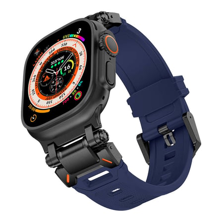 Apple Watch 42mm Uyumlu Zore KRD-101 Titanyum Metal Başlıklı Silikon Kordon