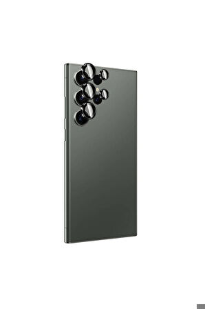 Samsung Galaxy S24 Ultra Uyumlu Zore Titanium Premium Temperli Kamera Lens Koruyucu Siyah