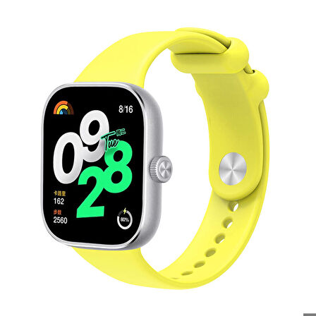 Xiaomi Redmi Watch 4 Uyumlu Kordon Silikon Spor Geçmeli Zore KRD-109 Kayış Sarı