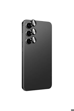 Samsung Galaxy S24 Plus Uyumlu Zore Titanium Premium Temperli Kamera Lens Koruyucu Siyah