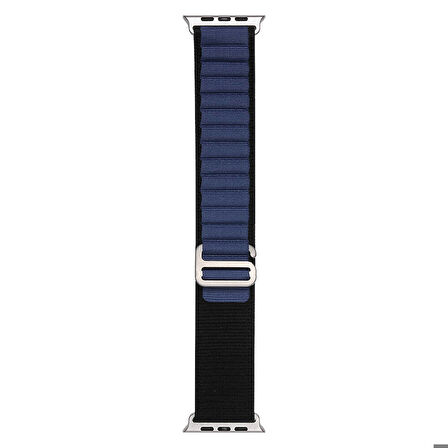 Apple Watch 42mm Uyumlu Kordon Naylon Kumaş Spor Görünümlü Band-74 Hasır Kayış Midnight