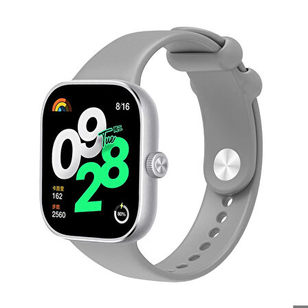 Mi Band 8 Pro Uyumlu Kordon Silikon Spor Geçmeli Zore KRD-109 Kayış Gri