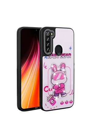 Xiaomi Redmi Note 8 Uyumlu Kılıf Parlayan Kabartmalı İkonik Figürlü Zore Amas Silikon Kapak Beyaz