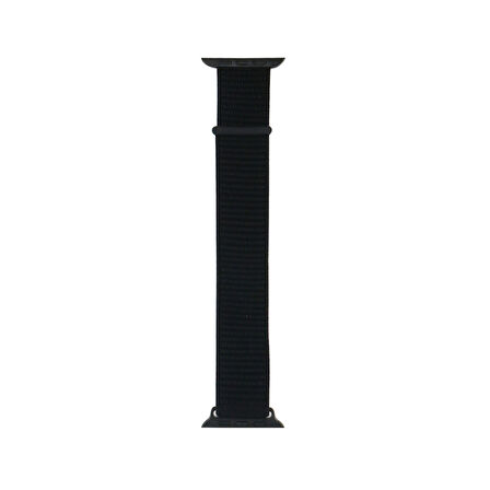 Apple Watch 44mm Uyumlu Kordon Hasır Örgü Kumaş Band-03 Strap Kayış Koyu Siyah