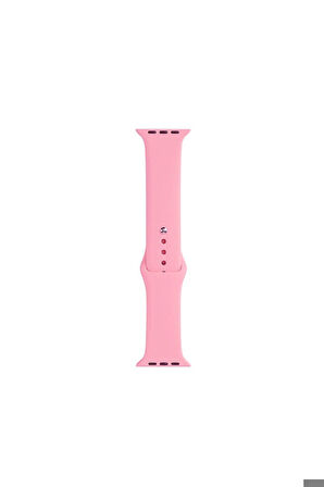 Apple Watch 44mm Uyumlu Band Serisi Klasik Kordon Silikon Strap Kayış Pembe
