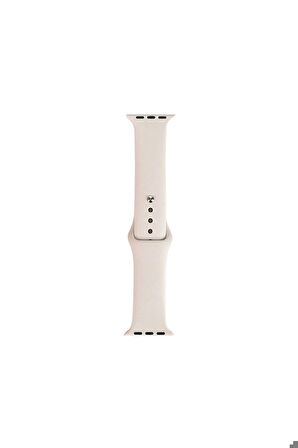 Apple Watch 44mm Uyumlu Band Serisi Klasik Kordon Silikon Strap Kayış Starlight