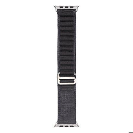 Apple Watch 7 41mm Uyumlu Kordon Naylon Kumaş Spor Görünümlü Band-74 Hasır Kayış Koyu Gri