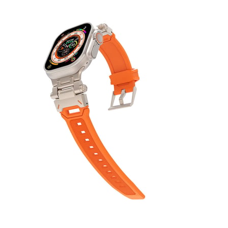Apple Watch 7 45mm Uyumlu Kordon Metal Başlıklı Silikon Zore KRD-108 Kayış