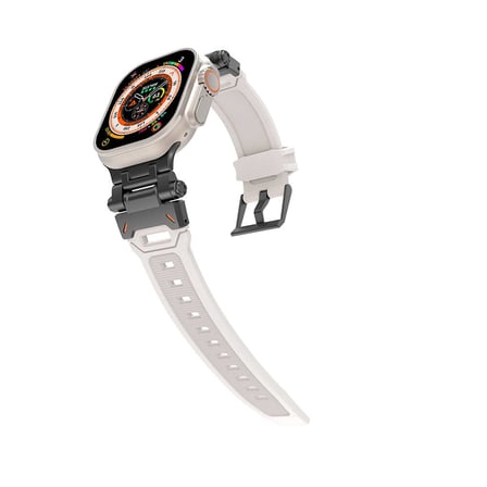 Apple Watch Ultra 49mm Uyumlu Kordon Metal Başlıklı Silikon Zore KRD-108 Kayış
