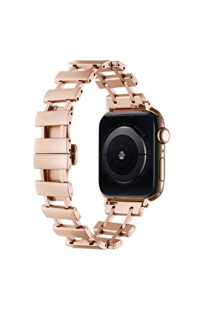 Apple Watch 38mm Uyumlu Zore KRD-96 Metal Kordon Rose Gold