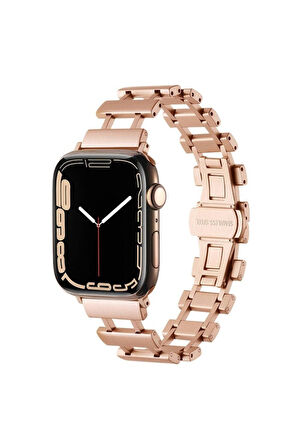 Apple Watch 42mm Uyumlu Zore KRD-96 Metal Kordon Rose Gold