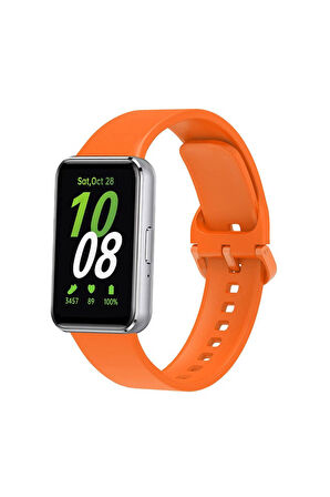 Samsung Galaxy Fit 3 Uyumlu Silikon Kordon Zore KRD-110 Strap Kayış Turuncu
