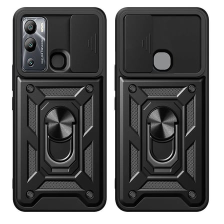 Infinix Hot 12i Uyumlu Kılıf Magnetik Standlı Kamera Korumalı Zore Sürgülü Vega Kapak