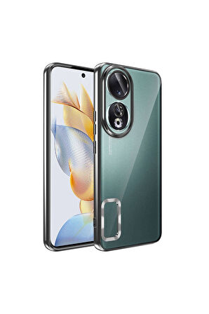 Huawei Honor 90 Uyumlu Kılıf Kamera Korumalı Logo Gösteren Zore Omega Kapak Siyah