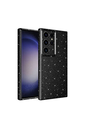 Samsung Galaxy S24 Ultra Uyumlu Kılıf Kamera Korumalı Simli Lüks Zore Koton Kapak Siyah