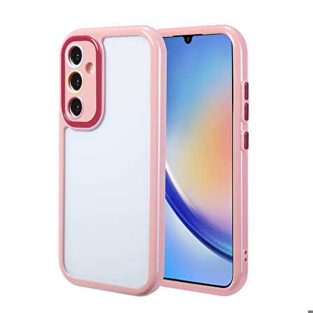 Samsung Galaxy A34 Uyumlu Kılıf Kamera Korumalı Renkli Kenar ve Çerçeve Tasarımlı Zore Vitamin Kapak Mürdüm