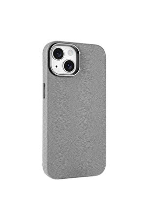 Apple iPhone 14 Uyumlu Kılıf Magsafe Şarj Özellikli PU Deri Zore Adora Kapak Koyu Gri