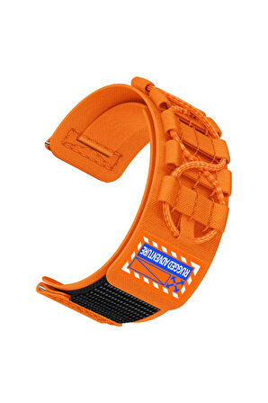 Samsung Galaxy Watch 42mm Uyumlu Zore KRD-112 20mm Orbital Örgülü Halat Tasarımlı Naylon Kumaş Hasır Kordon Turuncu