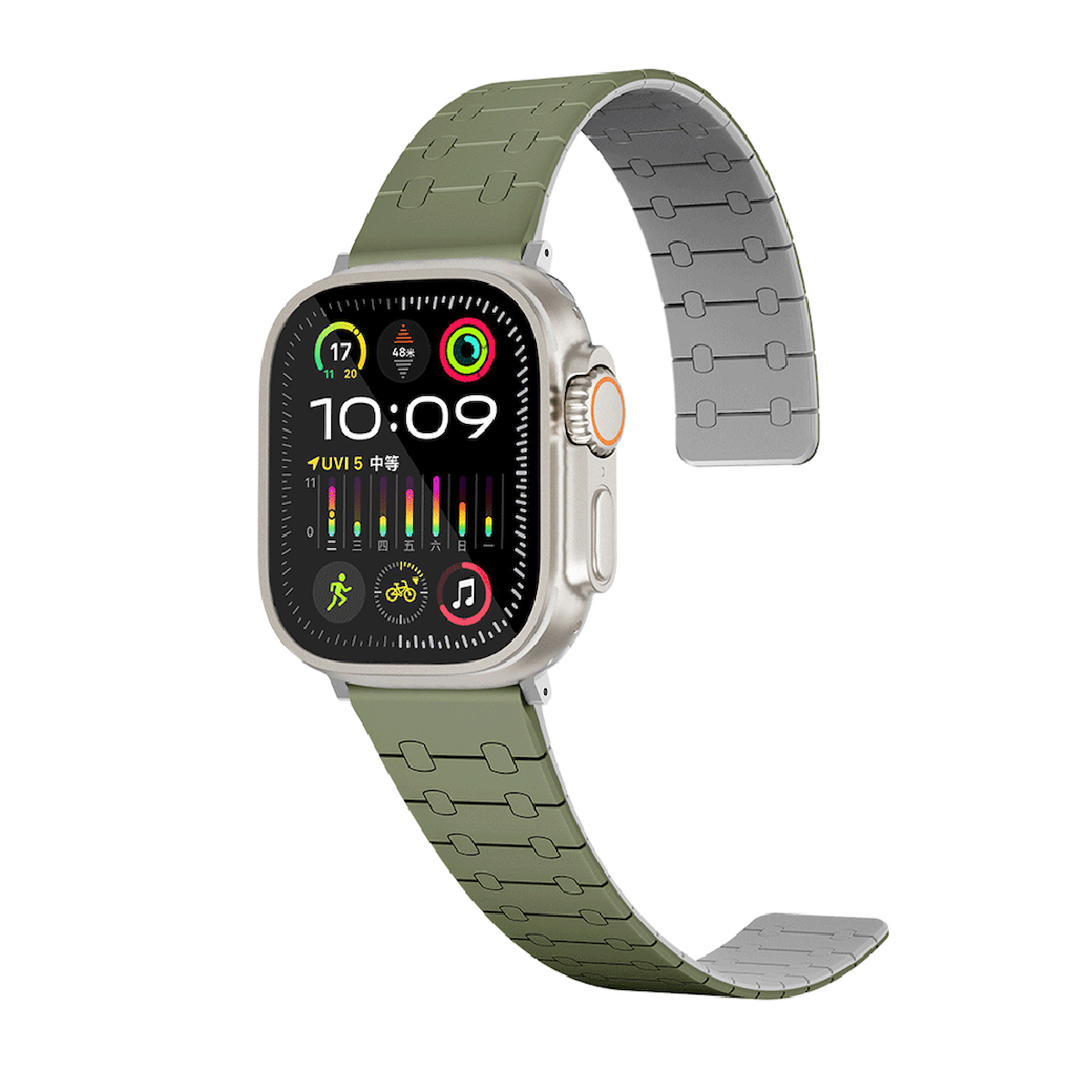 Apple Watch Ultra 49mm Uyumlu Zore KRD-111 Çizgili Desenli Silikon Kordon