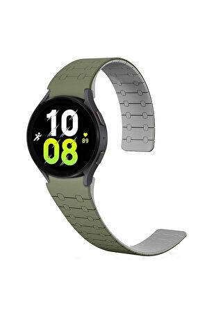 Samsung Galaxy Watch 5 40mm Uyumlu Zore KRD-111 20mm Çizgili Desenli Silikon Kordon Yeşil