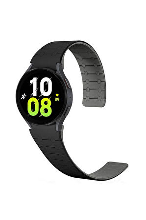 Samsung Galaxy Watch 5 40mm Uyumlu Zore KRD-111 20mm Çizgili Desenli Silikon Kordon Siyah