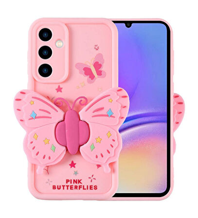 Samsung Galaxy A05S Uyumlu Kılıf Kamera Korumalı Figür Tasarımlı Zore Kapya Kapak Pembe Açık