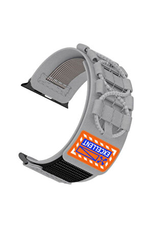 Apple Watch 38mm Uyumlu Zore KRD-112 Orbital Örgülü Halat Tasarımlı Naylon Kumaş Hasır Kordon Gri