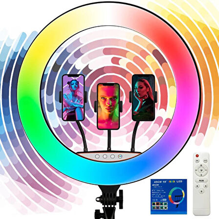 Zore RGB Light 45cm Işıklı Telefon Tutucu Ring Light