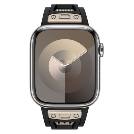 Apple Watch Ultra 49mm Uyumlu Kordon Zore KRD-117 Hava Alabilen Delikli Metal Süslemeli Desenli Silikon Kayış