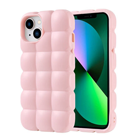 Apple iPhone 13 Uyumlu Kılıf Silikon Parlak Esnek Yumuşak Kabartmalı Zore Dom Dom Kapak