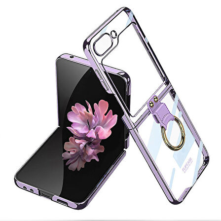 Samsung Galaxy Z Flip 6 Uyumlu Kılıf Sert PC Yüzüklü Şık Tasarım Zore Kıpta Kapak