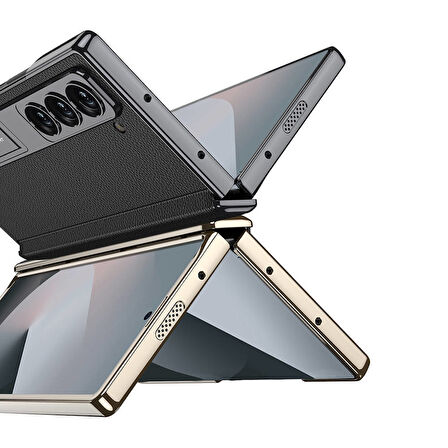 Samsung Galaxy Z Fold 6 Uyumlu Kılıf Deri Standlı Zore Kıpta Premium Kılıf