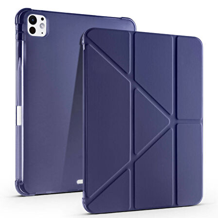 Apple iPad Pro 11 2024 Uyumlu Kılıf Zore Tri Folding Kalem Bölmeli Standlı Kılıf