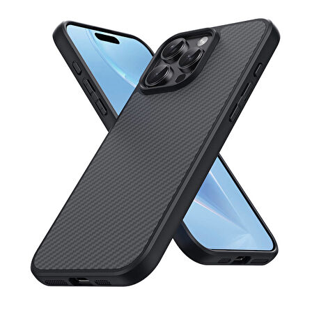 Apple iPhone 16 Pro Max Uyumlu Kılıf Magsafe Şarj Özellikli Karbon Fiber Tasarımlı Zore Elnino Kapak