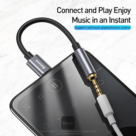 Baseus iPhone 15 ve 16 Tüm Serilere Uyumlu Type-C to 3.5mm Kulaklık Dönüştürücü Ses Adaptörü