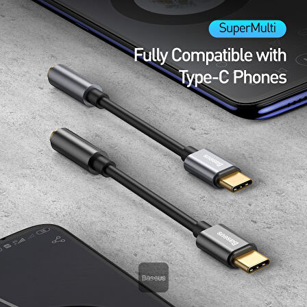 Baseus iPhone 15 ve 16 Tüm Serilere Uyumlu Type-C to 3.5mm Kulaklık Dönüştürücü Ses Adaptörü