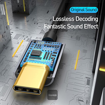 Baseus iPhone 15 ve 16 Tüm Serilere Uyumlu Type-C to 3.5mm Kulaklık Dönüştürücü Ses Adaptörü