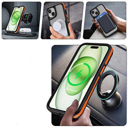 Apple iPhone 14 Pro Uyumlu Kılıf Magsafe Şarj Özellikli Renkli Kenar Airbag Şeritli Zore Lamer Kapak