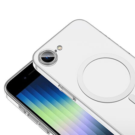 Apple iPhone 16E Uyumlu Kılıf Zore Magsafe Şarj Özellikli Şeffaf Kamera Çerçeveli Porto Kapak