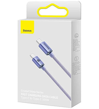 Baseus Crystal Shine 100W Type-C to Type-C 2m – MacBook, iPhone 15/16, Android, Telefon, Tablet ve Laptop Şarj Data Kablosu
