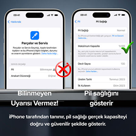 Apple iPhone 14 Pro Max Uyumlu 4750mAh Yüksek Kapasiteli Batarya - Gelişmiş Akıllı Chip - Pil Sağlığı Destekli - Morfide M-Max