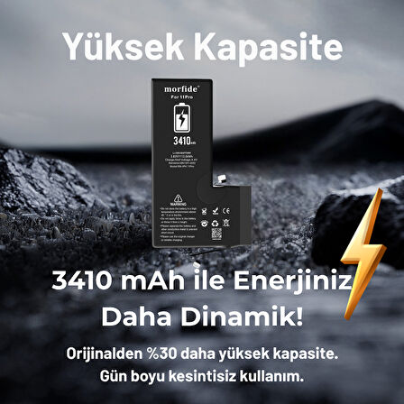 Apple iPhone 11 Pro Uyumlu 3410mAh Yüksek Kapasiteli Batarya Morfide M-Max – A Sınıf Hücre, 15 Ay Garantili