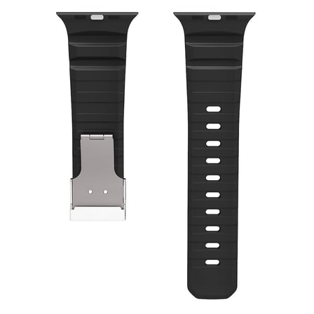 Apple Watch 7 45mm Uyumlu Zore KRD-145 Metal Tokalı Silikon Kordon