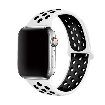 Apple Watch 44mm Uyumlu Kordon Silikon Esnek Yumuşak Delikli Spor KRD-02 Kayış