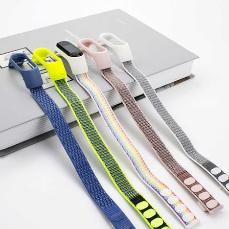 Xiaomi Mi Band 3 Uyumlu Kordon Hasır Örgü Cırt Cırtlı Terletmeyen Zore KRD-03 Kumaş Kayış