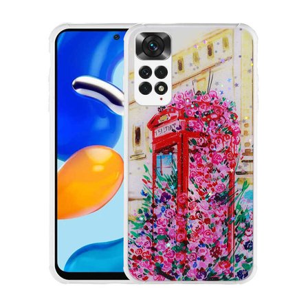 Xiaomi Redmi Note 11 Global Uyumlu Kılıf Simli Desenli Kamera Korumalı Parlak Zore Popy Kapak