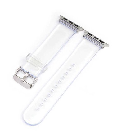 Apple Watch 7 45mm Uyumlu Kordon Silikon Şeffaf Transparan Esnek KRD-13 Kayış 