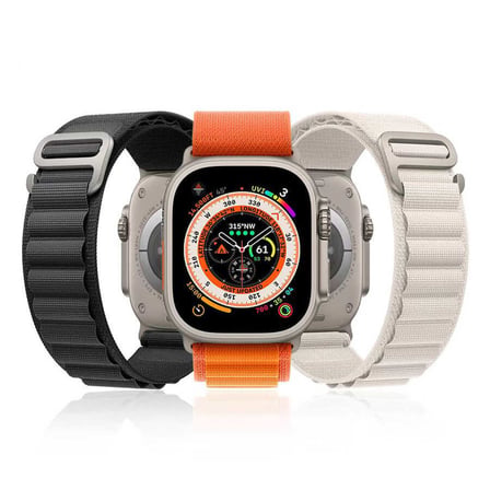 Apple Watch Ultra 49mm Uyumlu Kordon Alpine Hasır Örgü Zore KRD-74 Kumaş Kayış