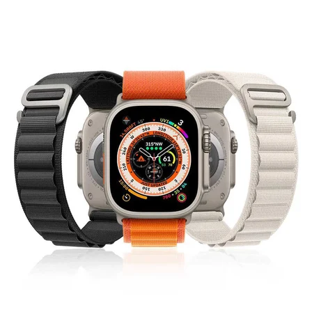 Apple Watch Ultra 49mm Uyumlu Kordon Alpine Hasır Örgü Zore KRD-74 Kumaş Kayış