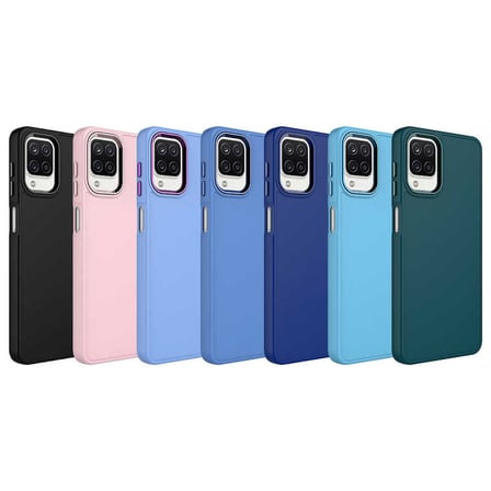 Samsung Galaxy M22 Uyumlu Kılıf Metal Çerçeve ve Buton Tasarımlı Silikon Zore Luna Kapak